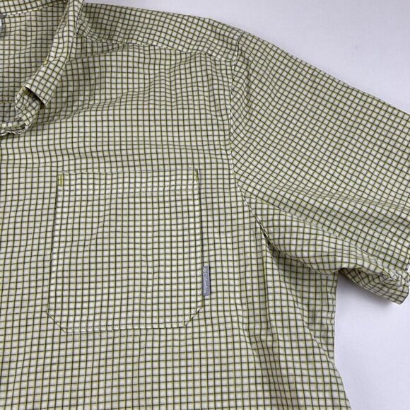 Columbia Short Sleeve Button Up Shirt Men’s 2XL Cotton Check Yellow/Green Pocket - Picture 7 of 9